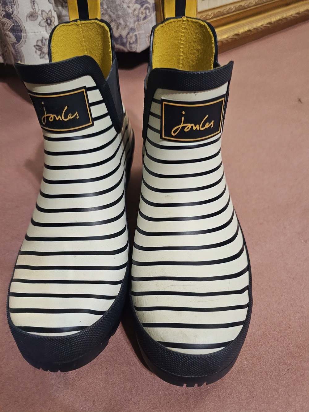 Joules Women's Navy & White Striped Chelsea Rain Boots
